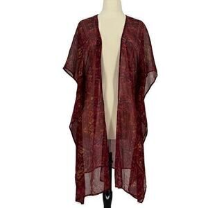 Wild Pearl shear burgundy, bohemian coastal cowgirl kimono one size